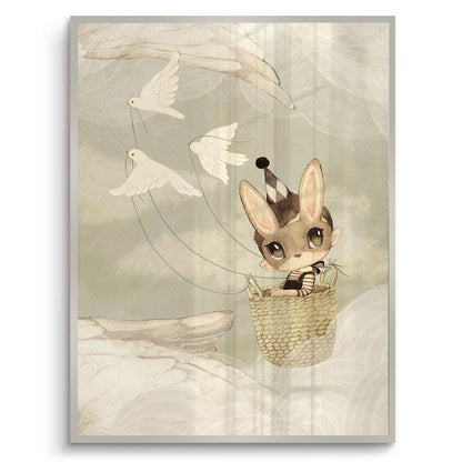 Bunny in Basket Flying - Fine Art