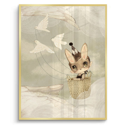 Bunny in Basket Flying - Fine Art