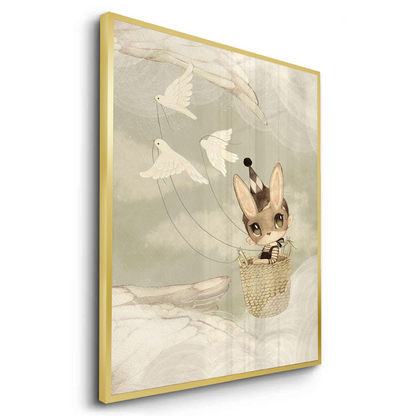 Bunny in Basket Flying - Fine Art