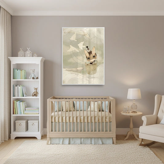 Bunny in Basket Flying - Fine Art