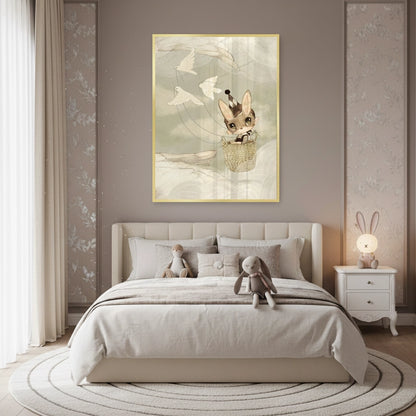 Bunny in Basket Flying - Fine Art