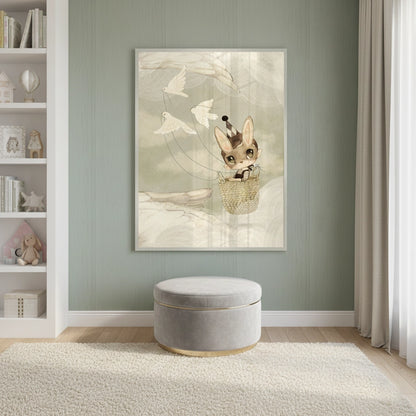 Bunny in Basket Flying - Fine Art