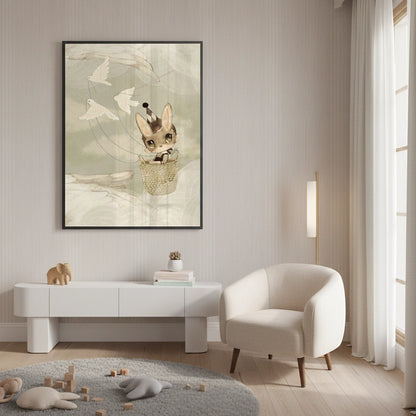 Bunny in Basket Flying - Fine Art
