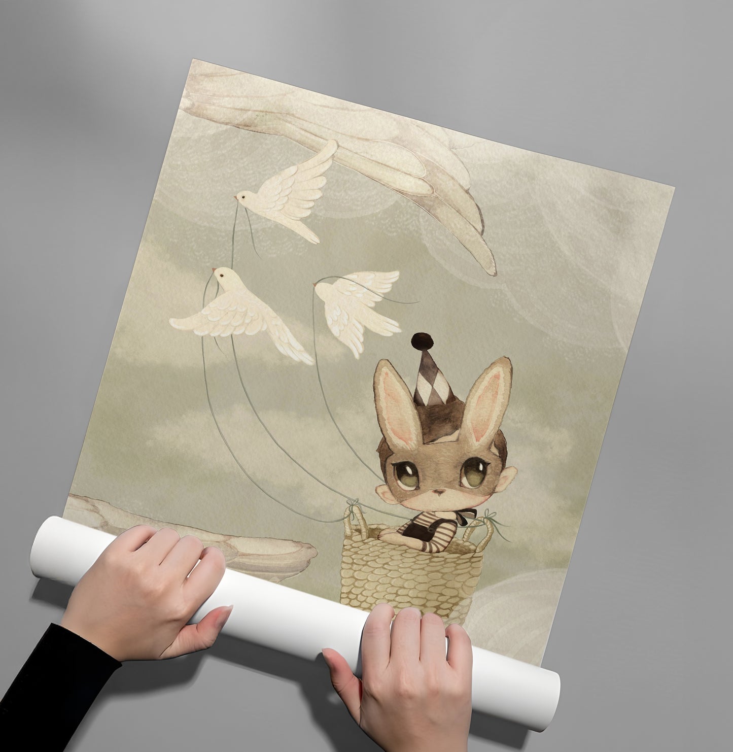 2Bunny in Basket Flying - Poster