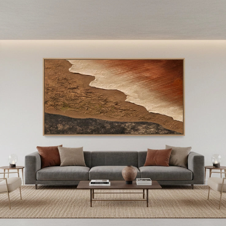 2Burnt Orange Seascape Painting #TBOS330