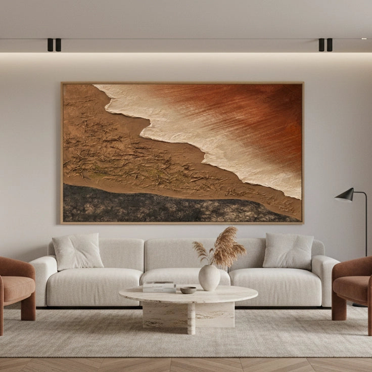 2Burnt Orange Seascape Painting #TBOS330