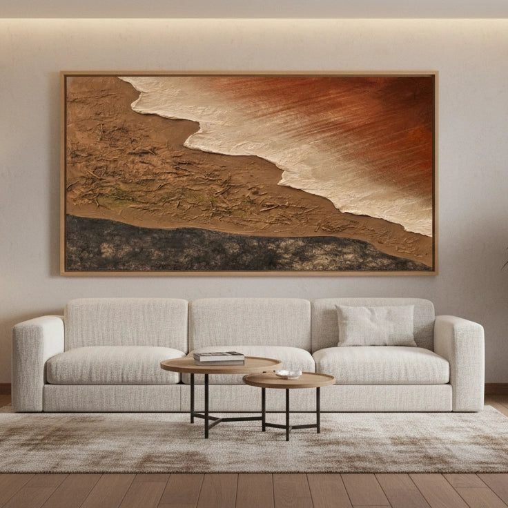 2Burnt Orange Seascape Painting #TBOS330