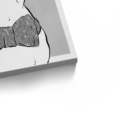 Close-up of canvas texture on French Bulldog art print edge