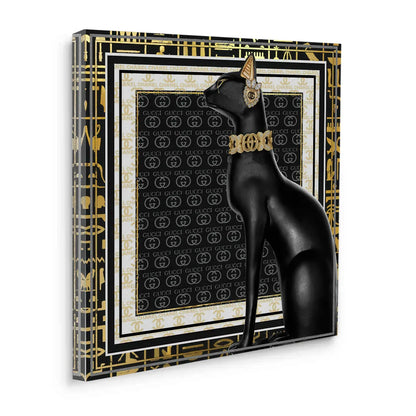 Bastet cat canvas art unframed print gold Egyptian motif