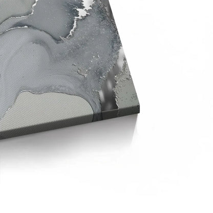 Detailed corner view of grey fluid abstract canvas texture