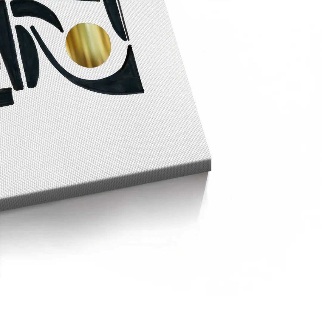 2Abstract Black Shape with Gold Accent - Canvas