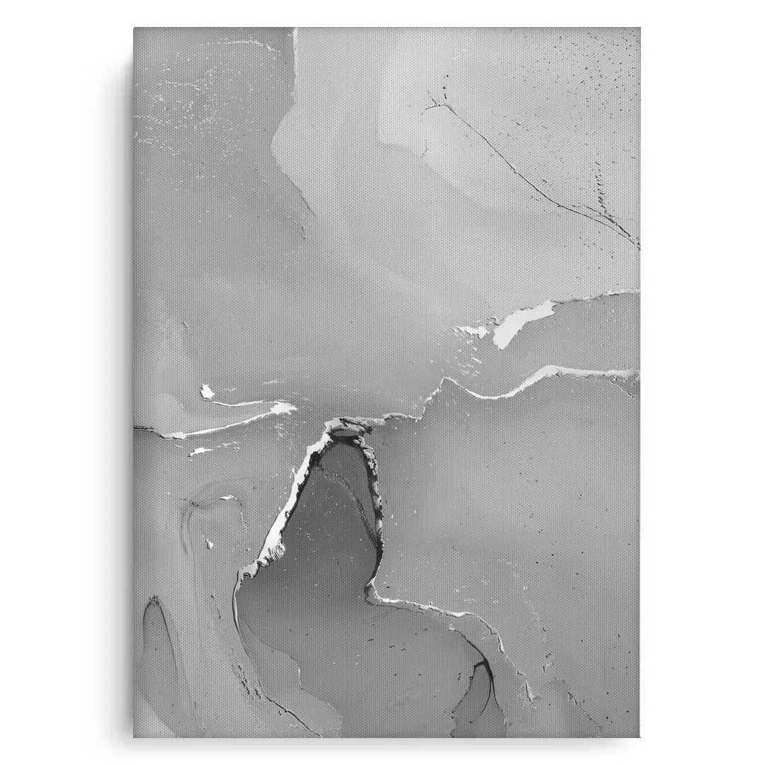 Abstract grey marble look canvas print with silver foil detail