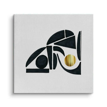 Abstract Black Shape with Gold Accent - Canvas