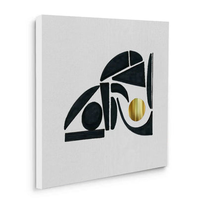 Abstract Black Shape with Gold Accent - Canvas
