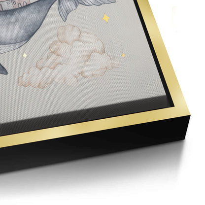 Celestial Whale Carrying Lighthouse - Canvas