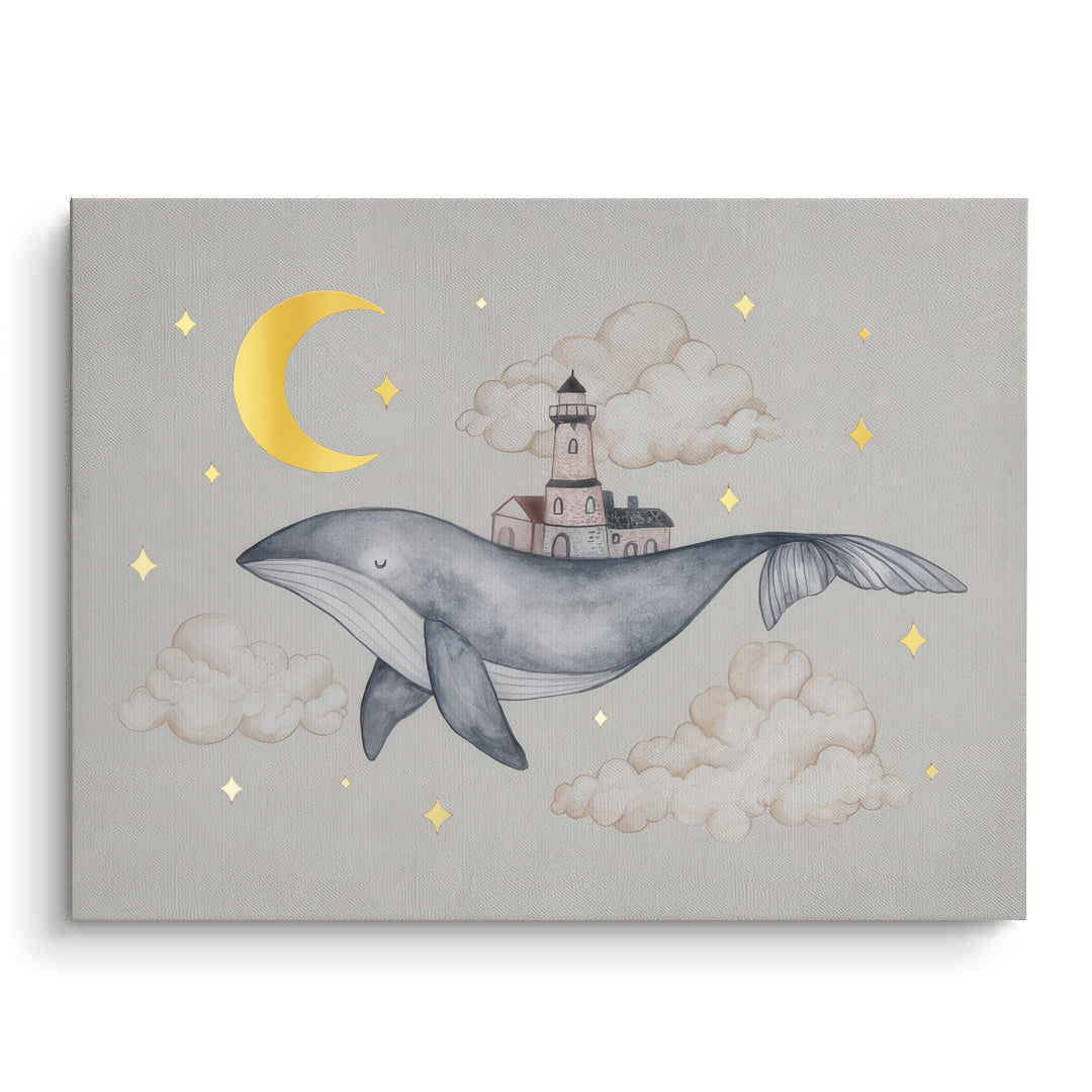 2Celestial Whale Carrying Lighthouse - Canvas