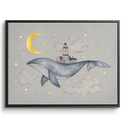 Celestial Whale Carrying Lighthouse - Canvas