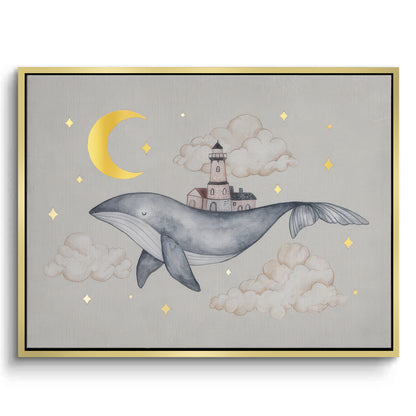 Celestial Whale Carrying Lighthouse - Canvas