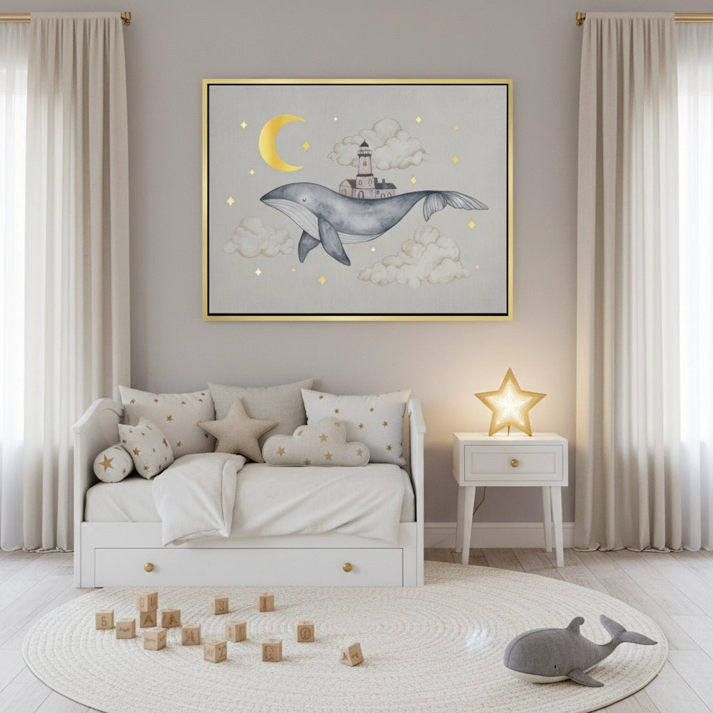 2Celestial Whale Carrying Lighthouse - Canvas