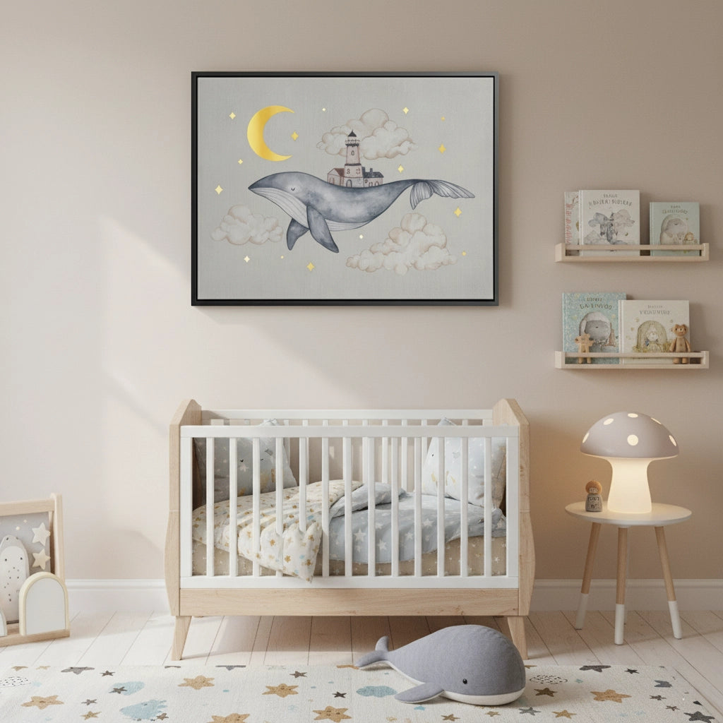 2Celestial Whale Carrying Lighthouse - Canvas