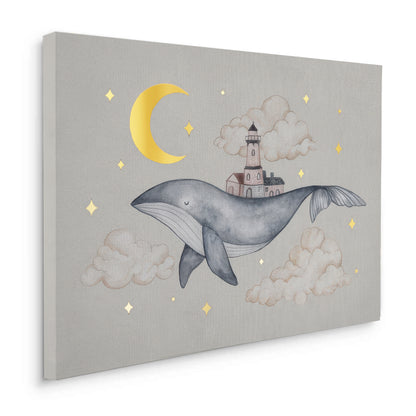 Celestial Whale Carrying Lighthouse - Canvas