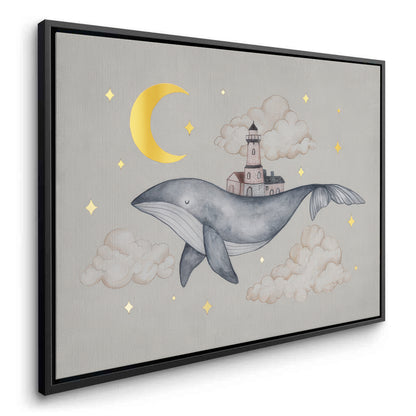 Celestial Whale Carrying Lighthouse - Canvas