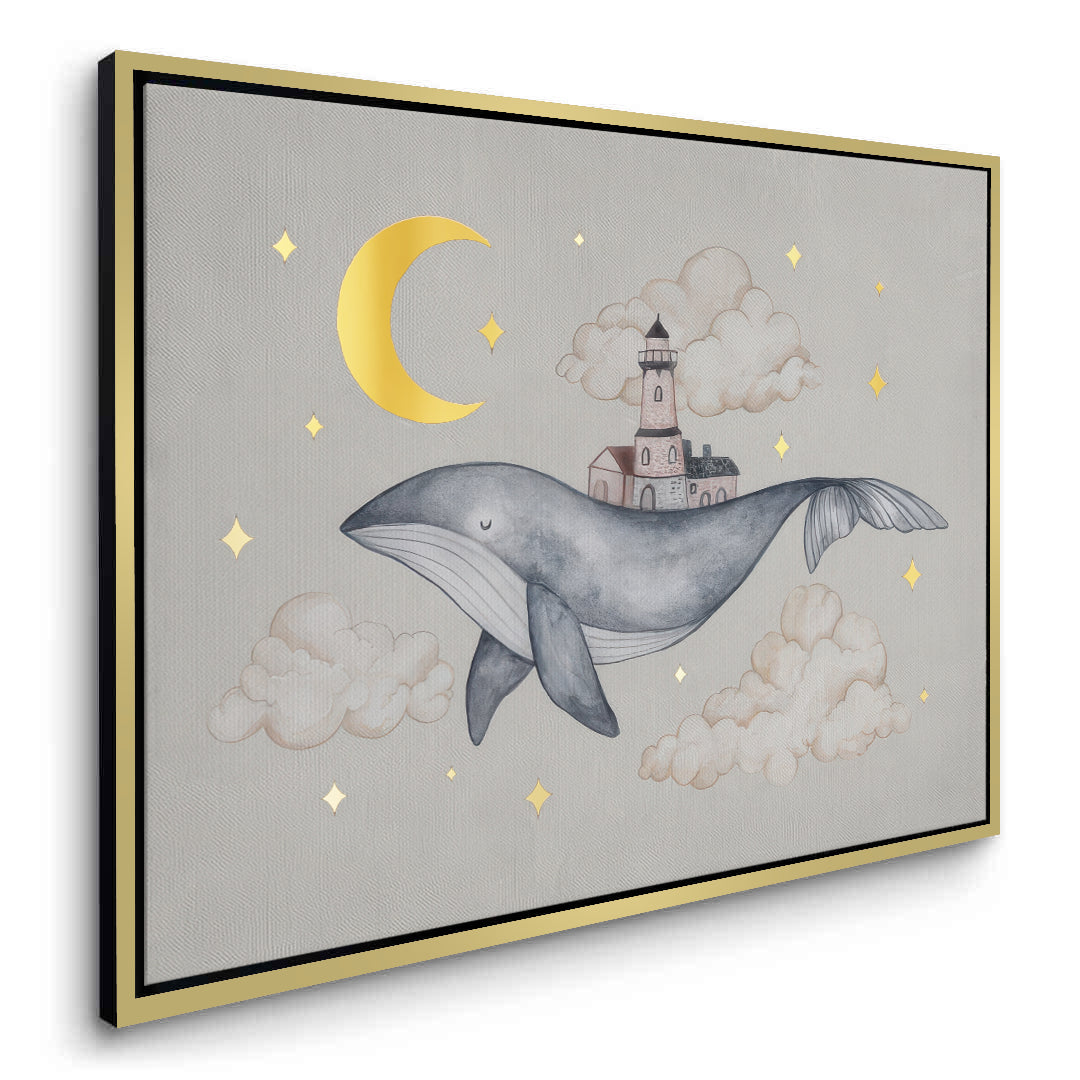 2Celestial Whale Carrying Lighthouse - Canvas