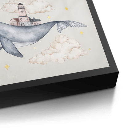 Celestial Whale Carrying Lighthouse - Fine Art