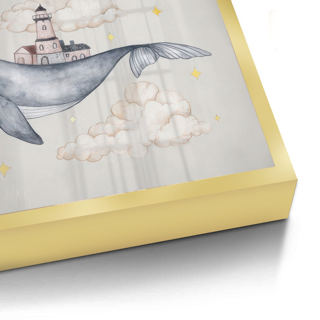 2Celestial Whale Carrying Lighthouse - Fine Art