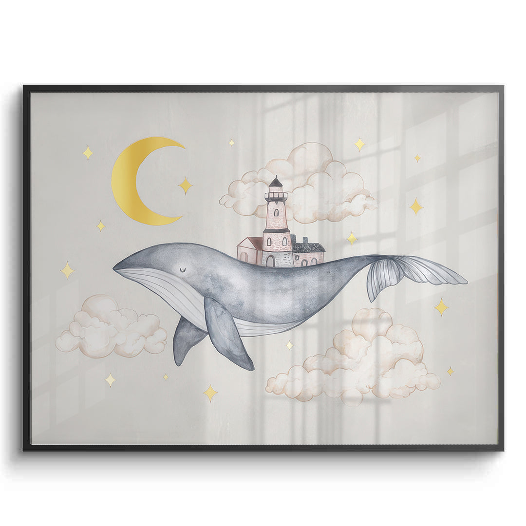 2Celestial Whale Carrying Lighthouse - Fine Art