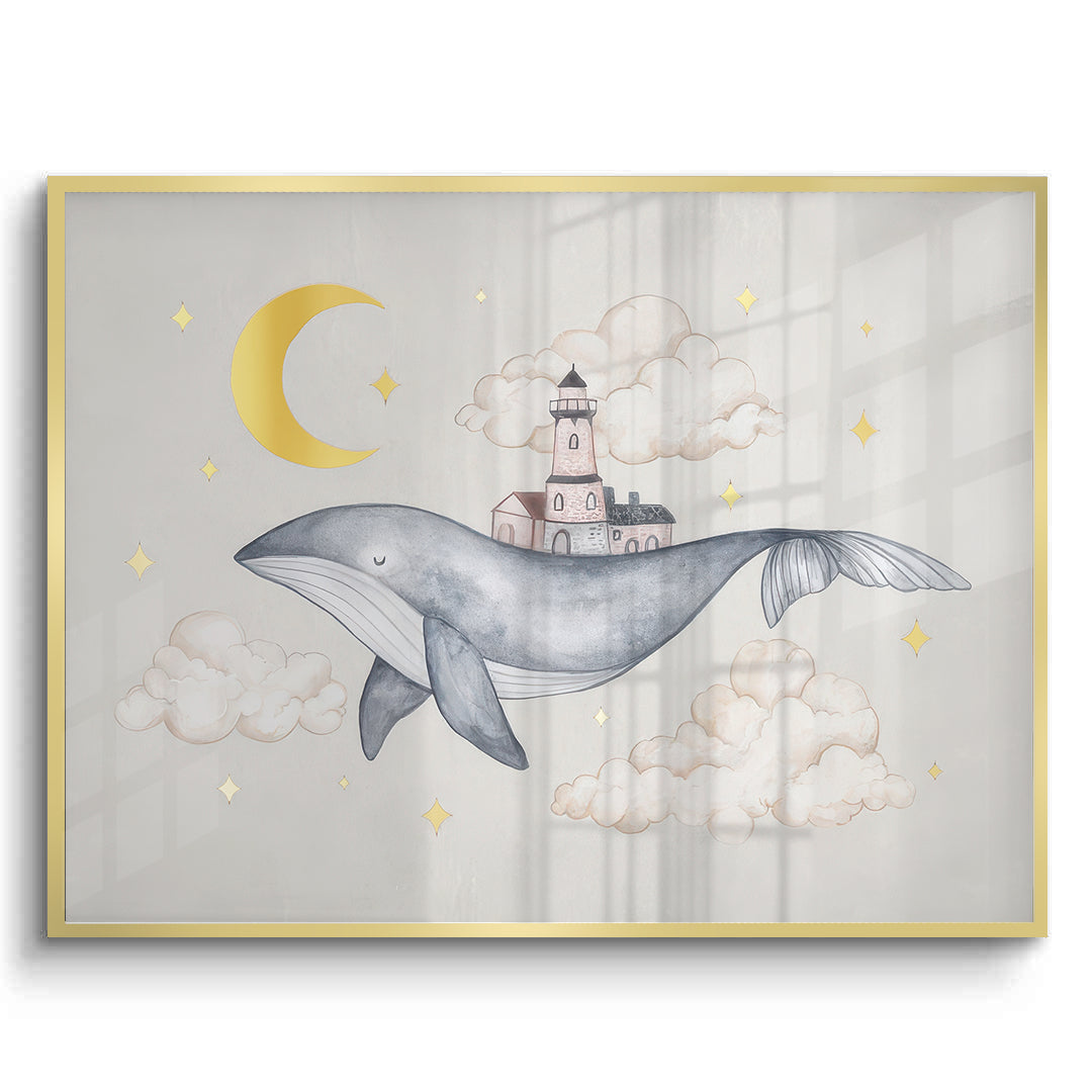 2Celestial Whale Carrying Lighthouse - Fine Art