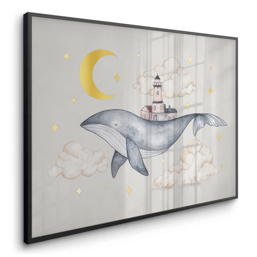 2Celestial Whale Carrying Lighthouse - Fine Art
