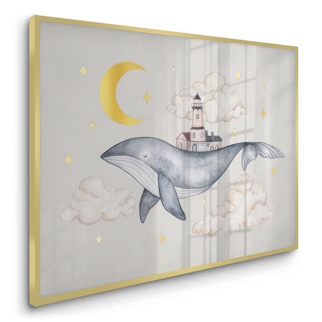2Celestial Whale Carrying Lighthouse - Fine Art