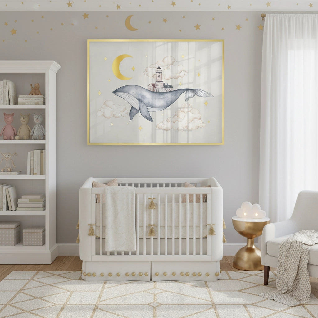 2Celestial Whale Carrying Lighthouse - Fine Art