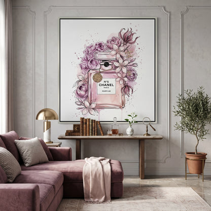 Chanel No 5 Perfume Bottle Floral - Canvas
