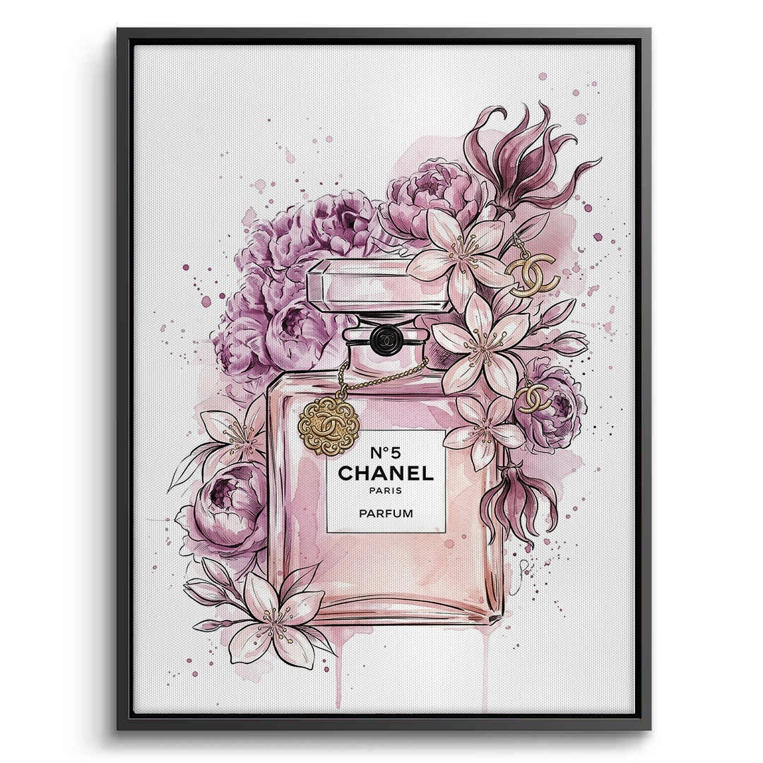 2Chanel No 5 Perfume Bottle Floral - Canvas