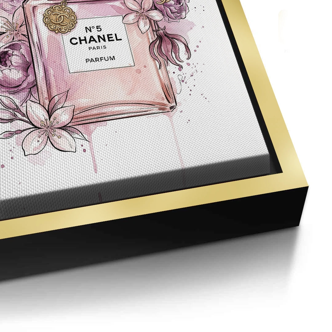 2Chanel No 5 Perfume Bottle Floral - Canvas