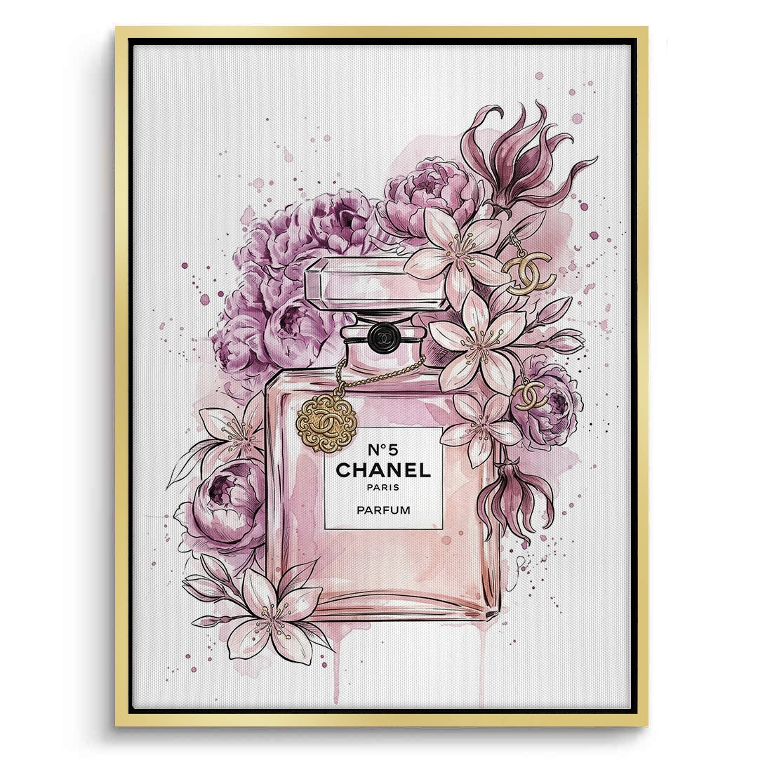 2Chanel No 5 Perfume Bottle Floral - Canvas
