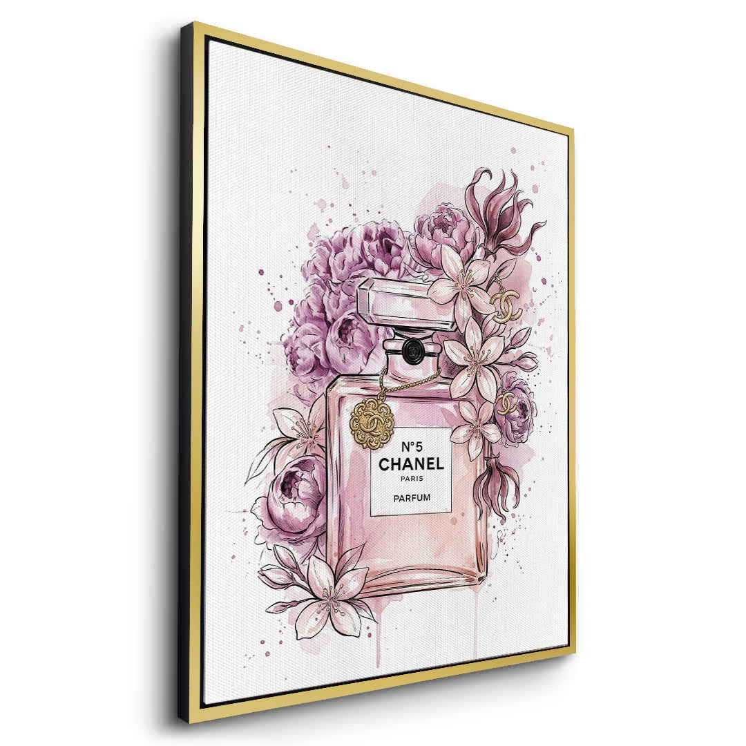 2Chanel No 5 Perfume Bottle Floral - Canvas