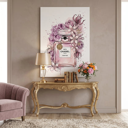 Chanel No 5 Perfume Bottle Floral - Canvas