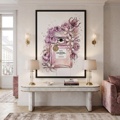 Chanel No 5 Perfume Bottle Floral - Canvas