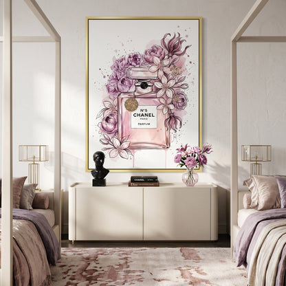 Chanel No 5 Perfume Bottle Floral - Canvas