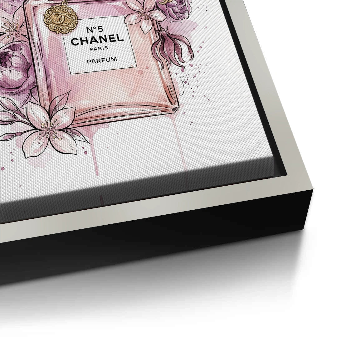 2Chanel No 5 Perfume Bottle Floral - Canvas
