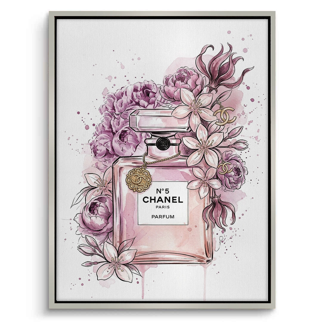 2Chanel No 5 Perfume Bottle Floral - Canvas