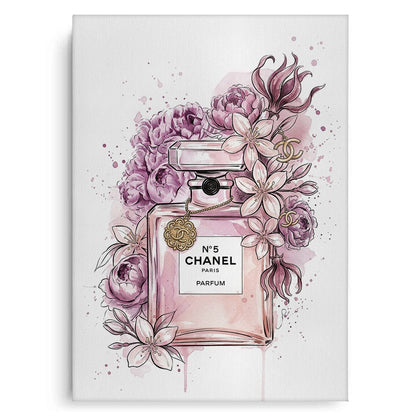 Chanel No 5 Perfume Bottle Floral - Canvas