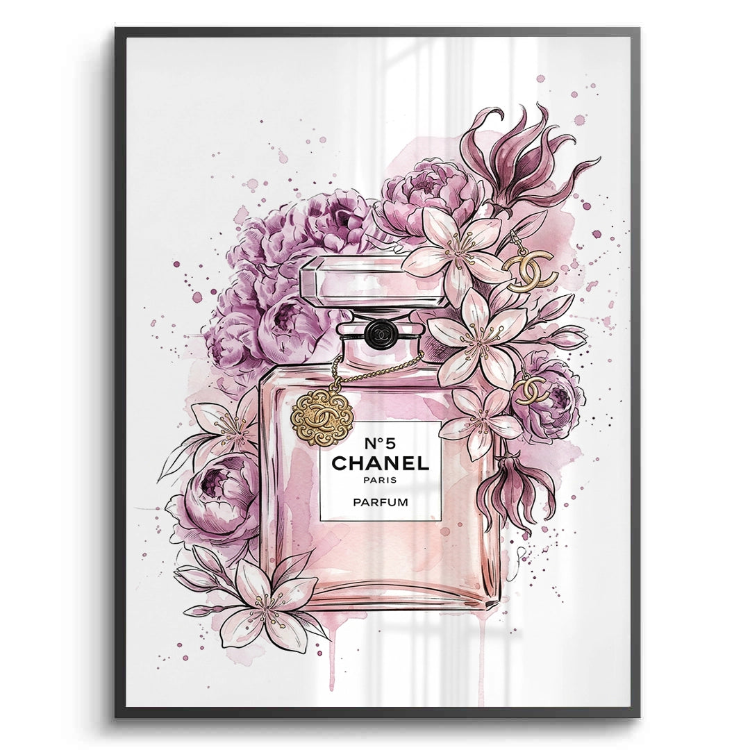 2Chanel No 5 Perfume Bottle Floral - Fine Art