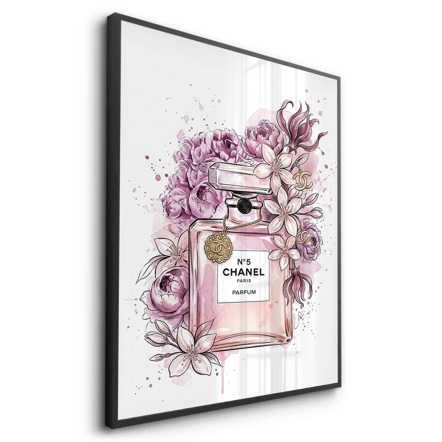 2Chanel No 5 Perfume Bottle Floral - Fine Art