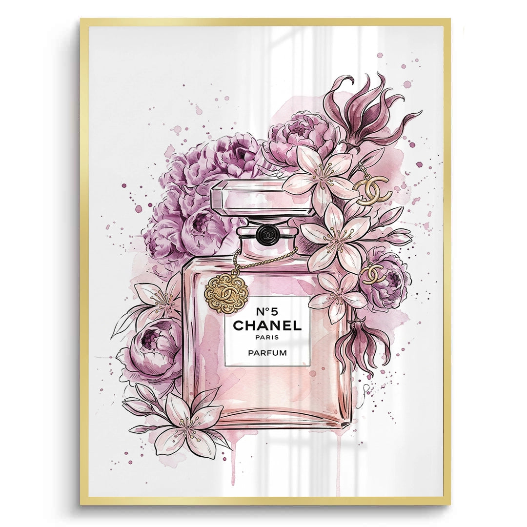 2Chanel No 5 Perfume Bottle Floral - Fine Art