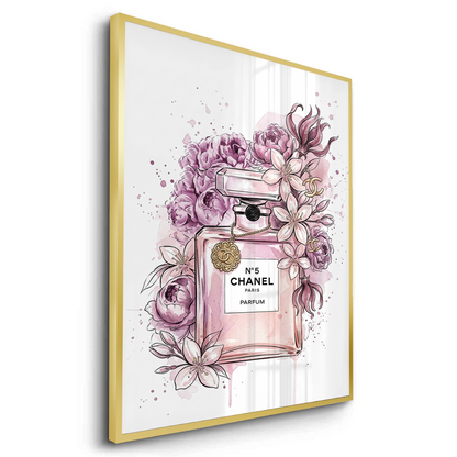 Chanel No 5 Perfume Bottle Floral - Fine Art