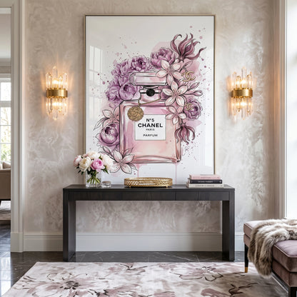 Chanel No 5 Perfume Bottle Floral - Fine Art